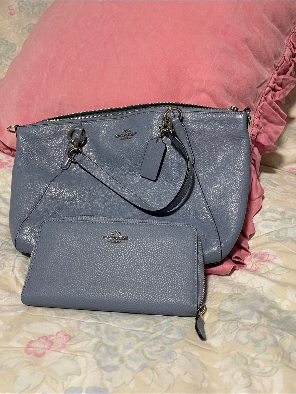 NWOT COACH PURSE, AND FULL LENGTH ZIP WALLET PERIWINKLE BLUE 🩵